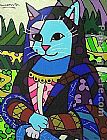 Unknown Artist Mona cat painting
